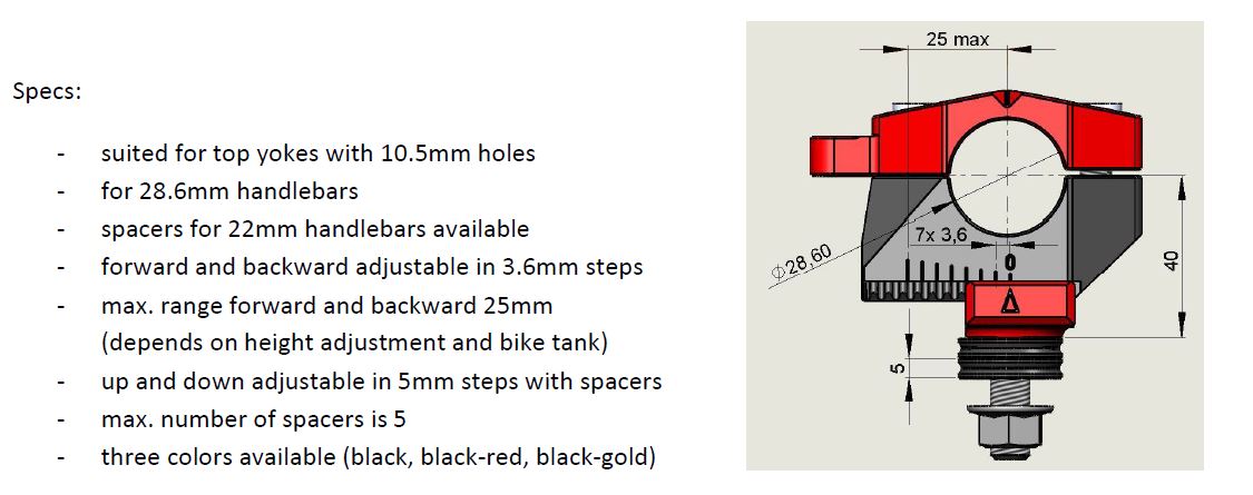 2DGT verstellbare Lenkerböcke mit ABK-16 schwarz