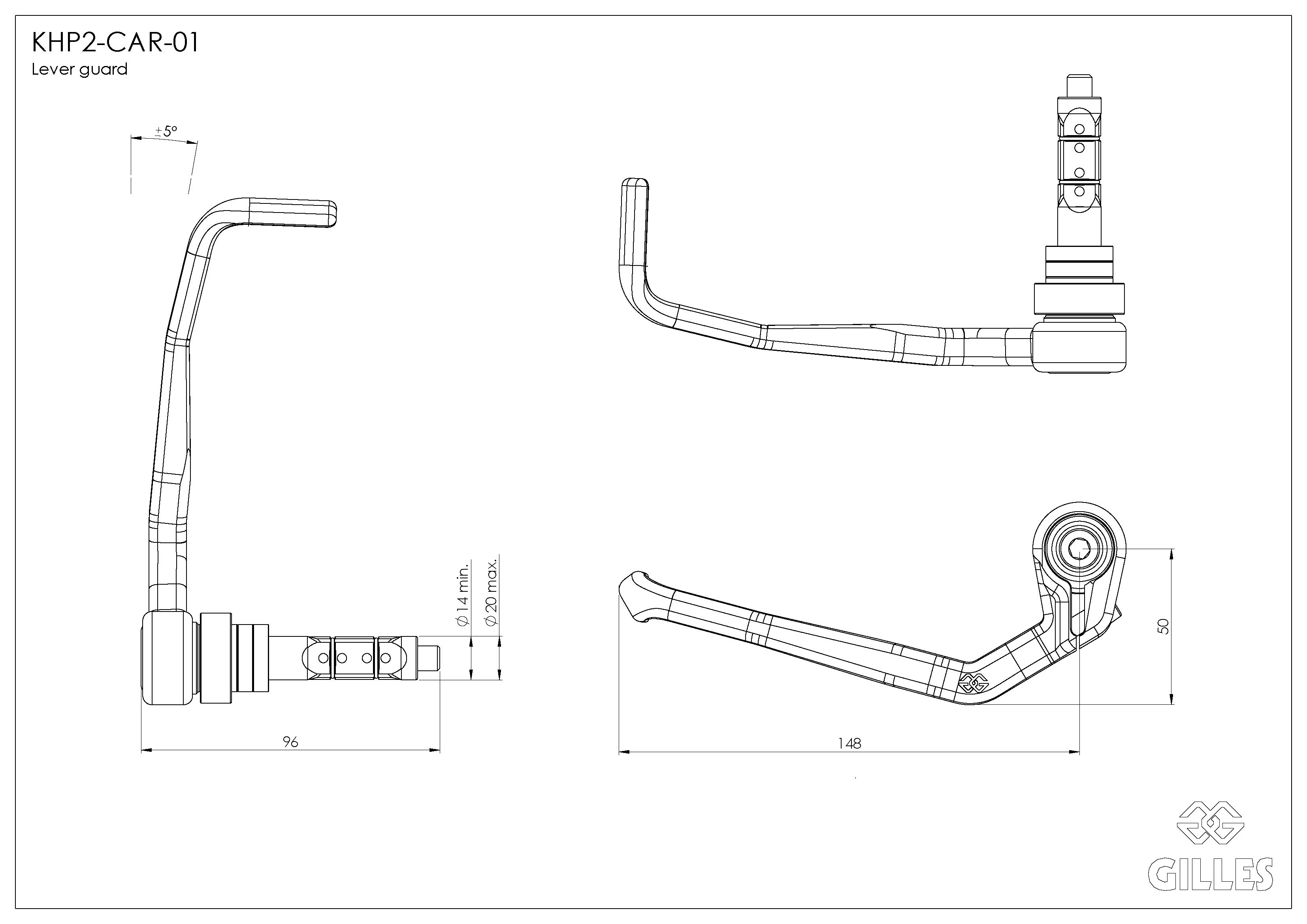 KHP2-CAR-01-Verstellbereich-002 Kupplungshebelprotektor Carbon